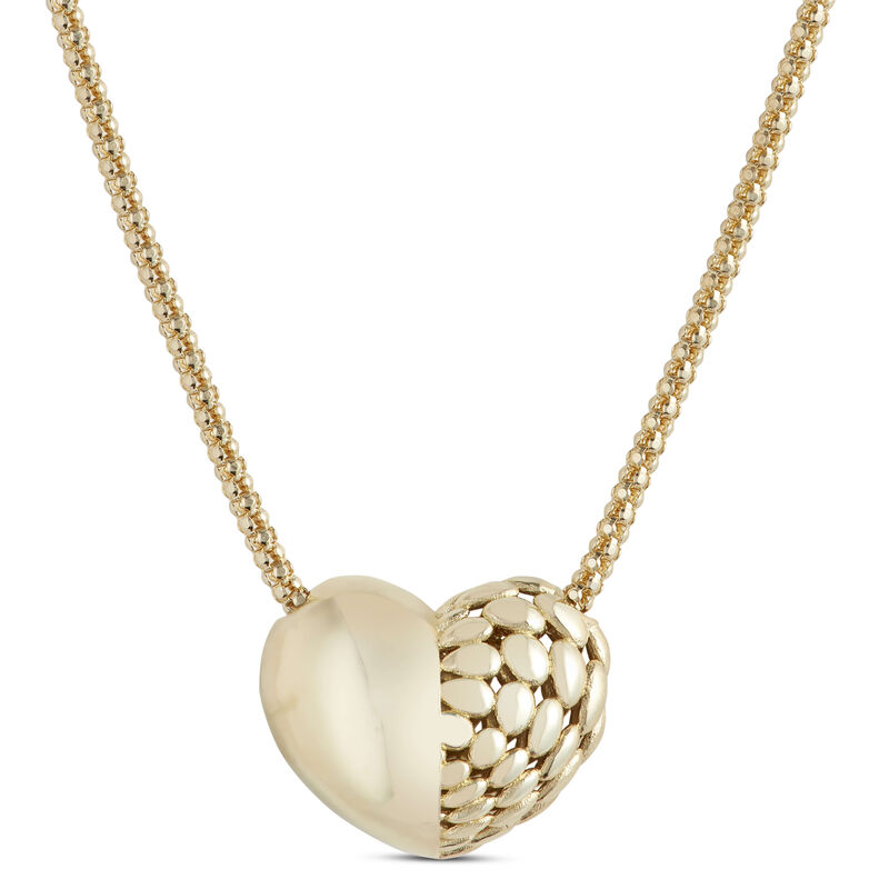 Toscano Puffed Heart Necklace, 14K Yellow Gold image number 1