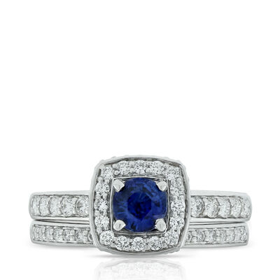 Sapphire & Diamond Bridal Set 14K