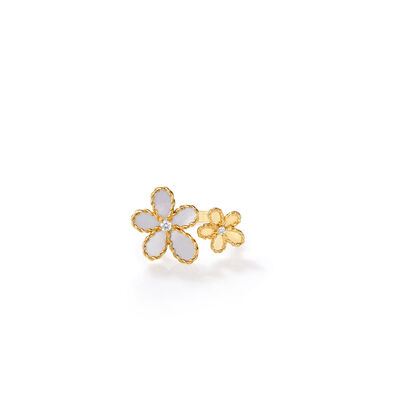 Roberto Coin 18K Yellow Gold Jasmine Diamond And Mother Of Pearl Double Flower Ring