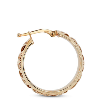 Toscano Laser Cut Hoop Earrings 14K