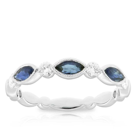 Marquise Sapphire & Diamond Ring 14K
