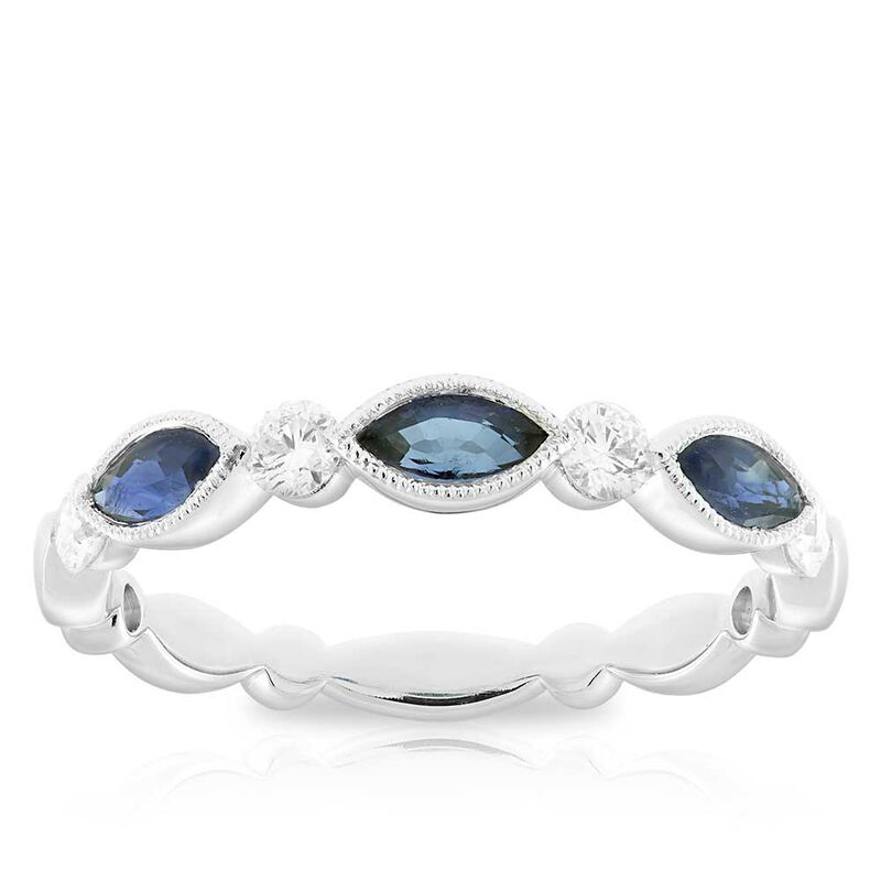 Marquise Sapphire & Diamond Ring 14K image number 0