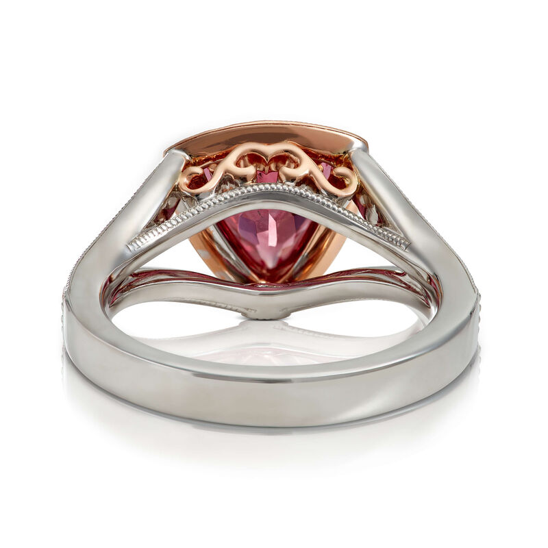Rose Gold Trillion Pink Spinel & Diamond Two-Tone Ring 14K image number 2