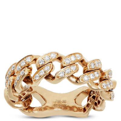 Pave Diamond Flexy Ring, 14K Yellow Gold
