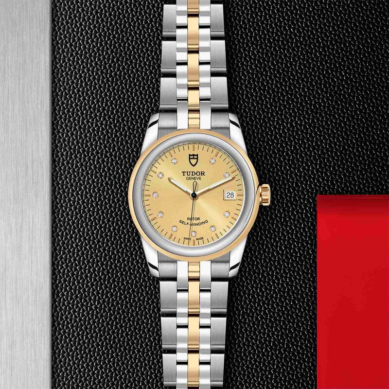 TUDOR Glamour Date Watch Champagne Dial Steel Bracelet, 36mm image number 3