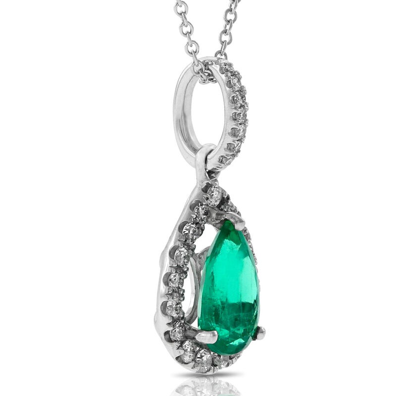 Emerald & Diamond Pendant 14K image number 1