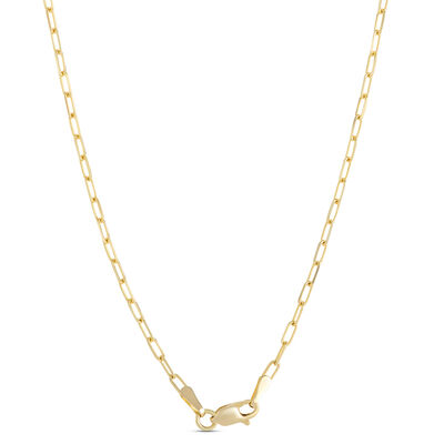 Elegant 18-Inch Diamond Cut Paperclip Link Necklace, 14K Yellow Gold