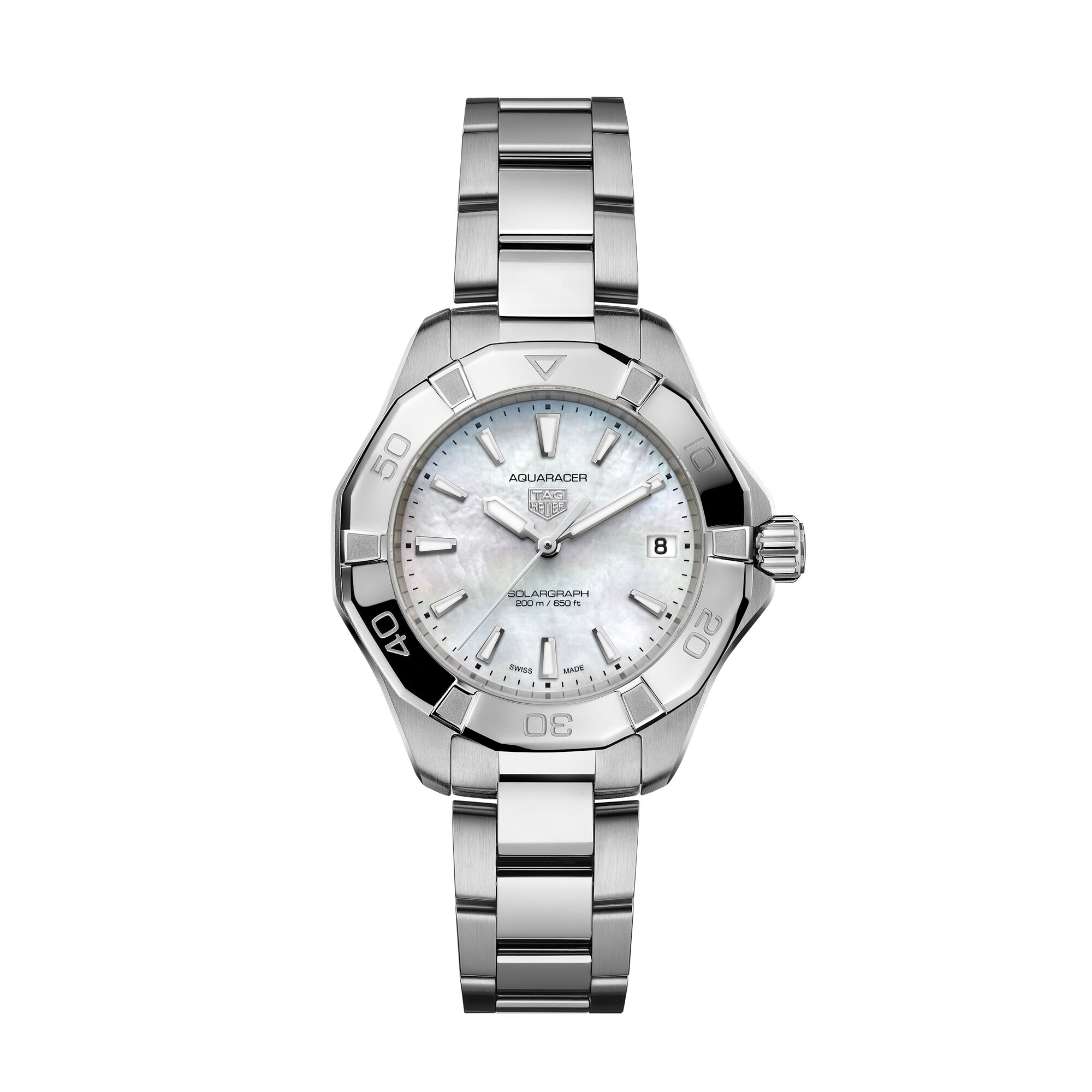 TAG Heuer Aquaracer Professional 200 Solargraph White Dial, Steel