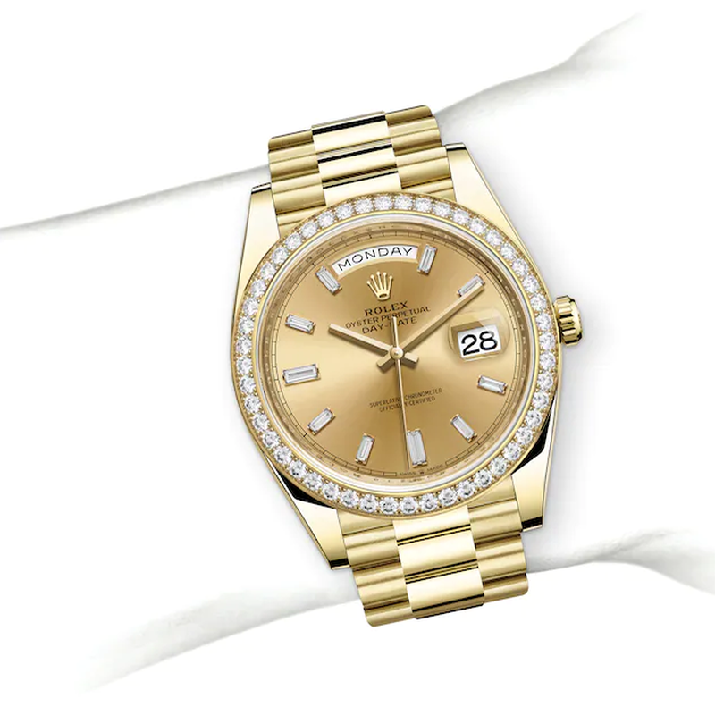 Rolex Day-Date 40 Day-Date Oyster, 40 mm, yellow gold and diamonds - M228348RBR-0002 at Ben Bridge