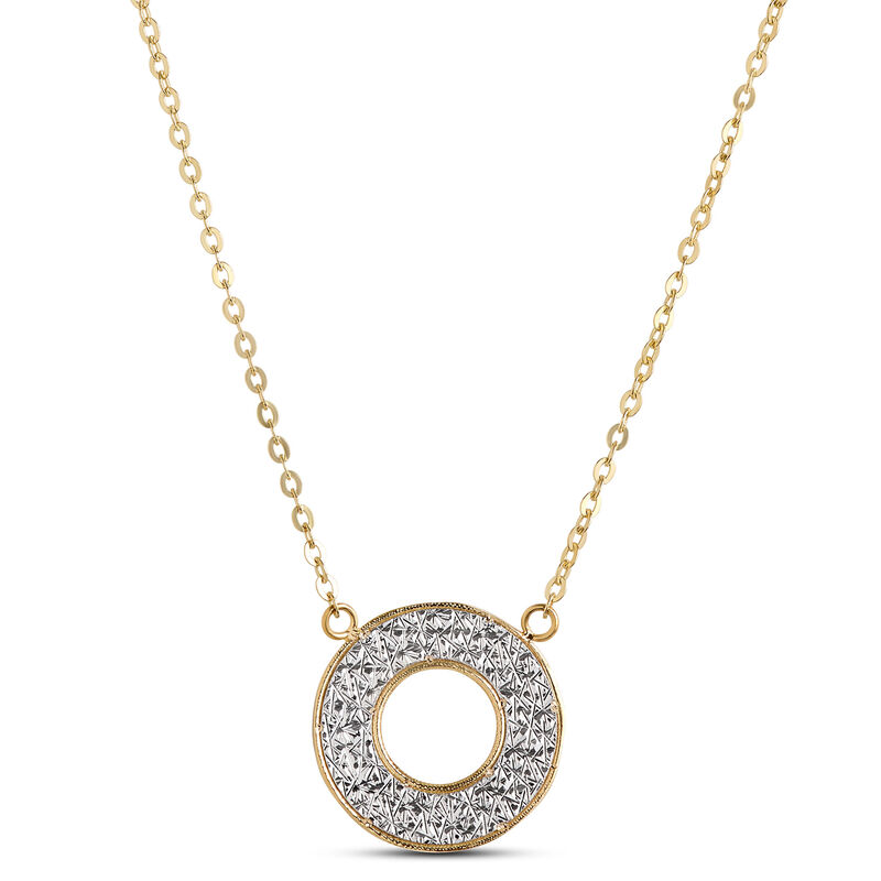 Toscano Diamond Cut Circle Pendant, 14K White and Yellow Gold image number 1