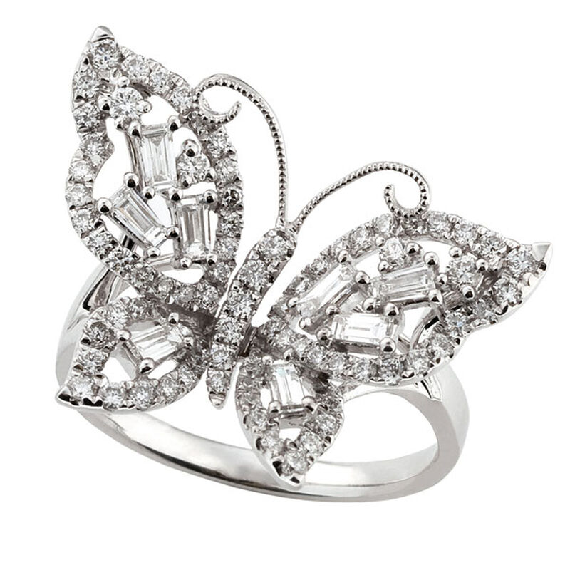 Diamond Butterfly Ring 14K image number 0