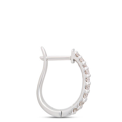 Double Row Diamond Hoop Earrings 18MM, 14k White Gold