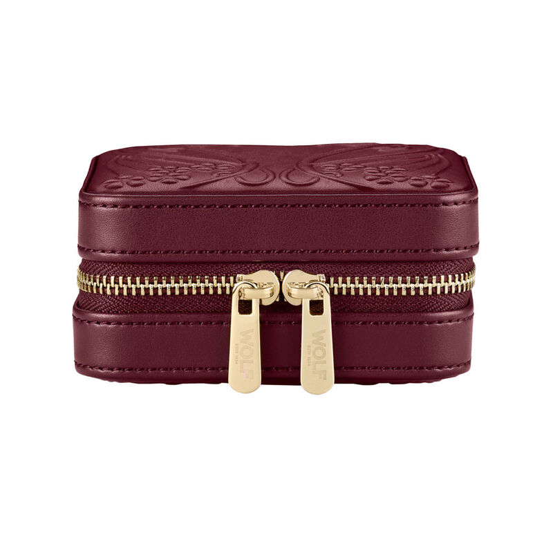 WOLF X LIBERTY Ianthe Small Travel Jewelry Zip Case - Burgundy image number 1