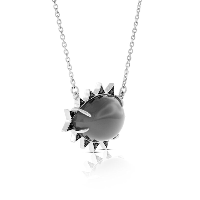 Lisa Bridge Grey Moonstone & Black Sapphire Necklace in Sterling Silver image number 1