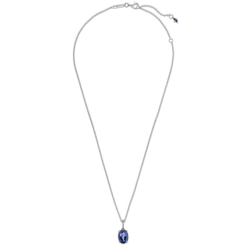 Pandora Sparkling Blue Crystal Statement Halo CZ Pendant Necklace image number 2