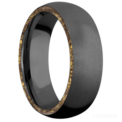 Zirconium with Bead Finish and Alaskan Gold Nugget Inlay