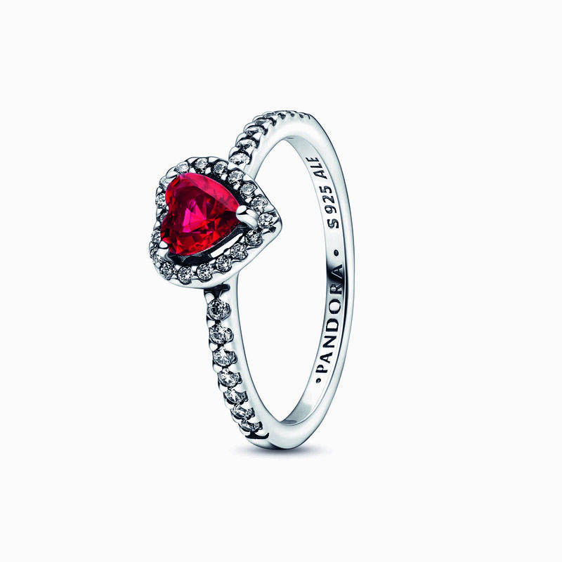 Pandora Sparkling Red Elevated Heart Ring image number 0