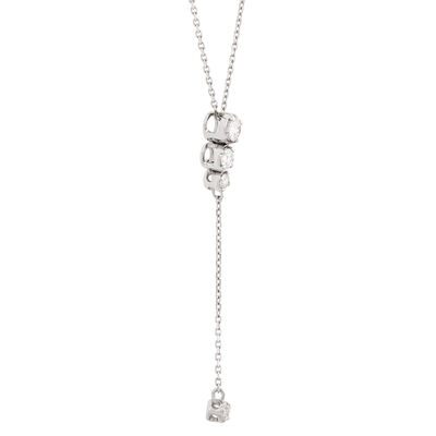 Y-Drop Diamond Pendant Necklace, 14K White Gold