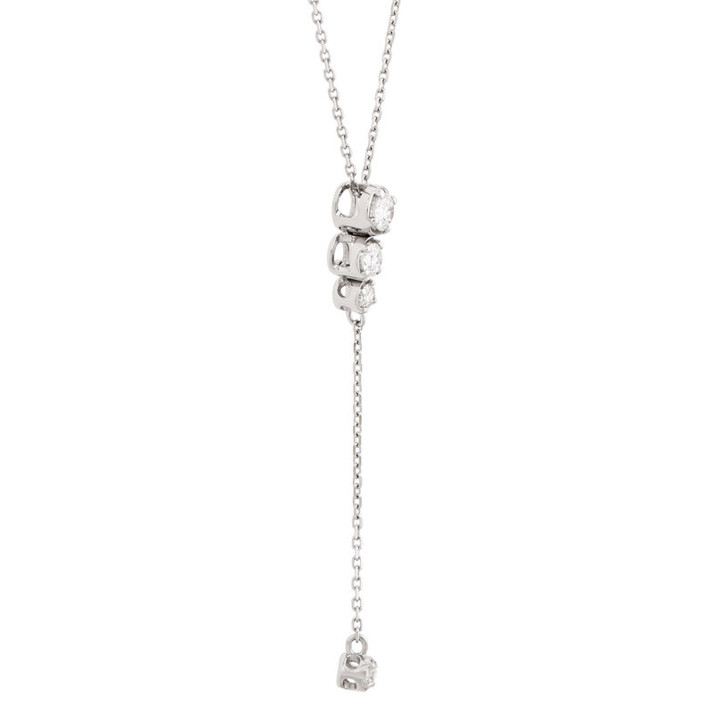 Y-Drop Diamond Pendant Necklace, 14K White Gold image number 1