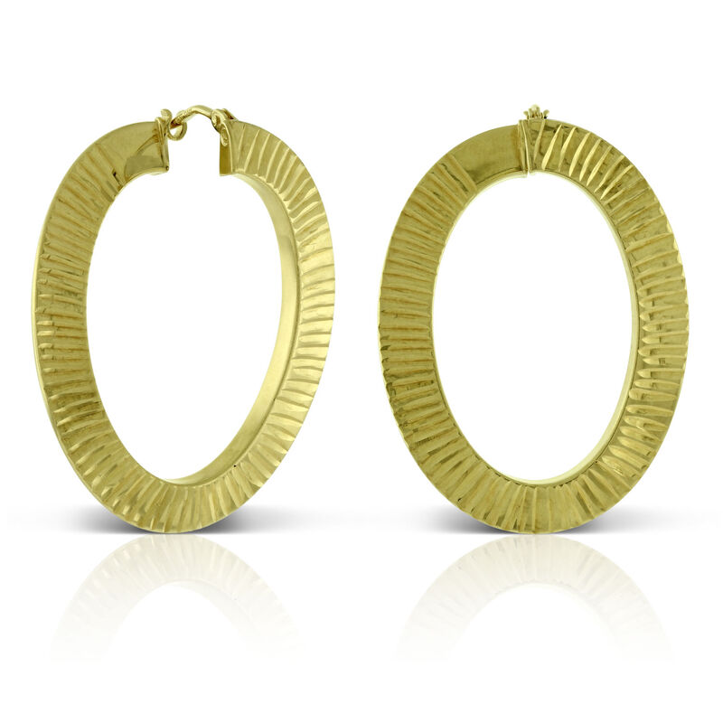 Toscano Front to Back Diamond Cut Oval Hoops 14K image number 0