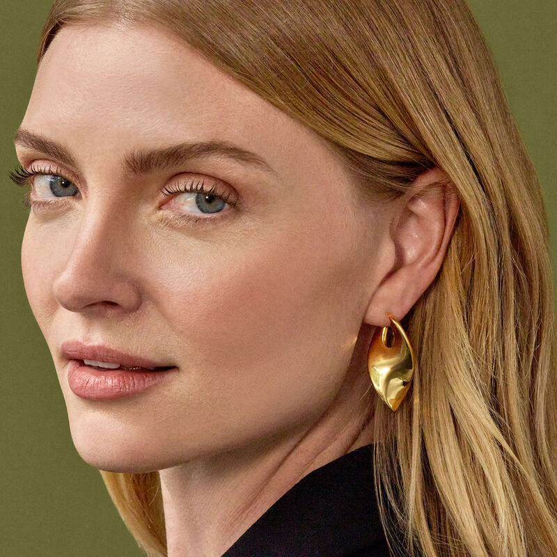 Toscano Long Ribbon Hoops, 14K Yellow Gold image number 2