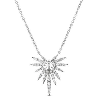Starburst Diamond Pendant, 14k White Gold
