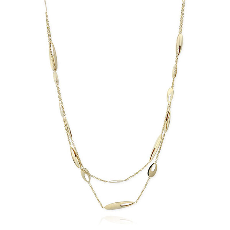 Double Strand Oval Elements Necklace 14K image number 2