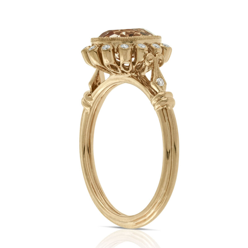 Rose Gold Morganite & Diamond Halo Ring 14K image number 2