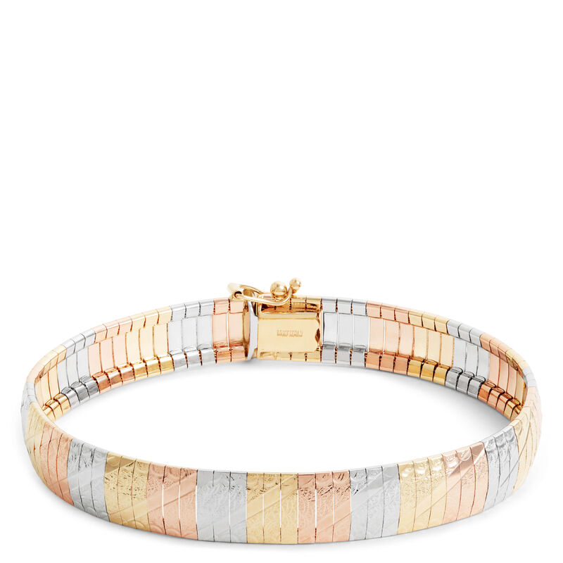 Toscano 7.5-Inch Cleopatra Tri-Color Bracelet, 14K Gold image number 0