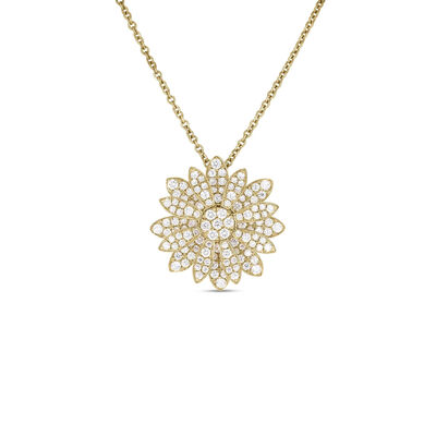 Roberto Coin 18k Yellow Gold Margherita Pave Diamond Flower Necklace