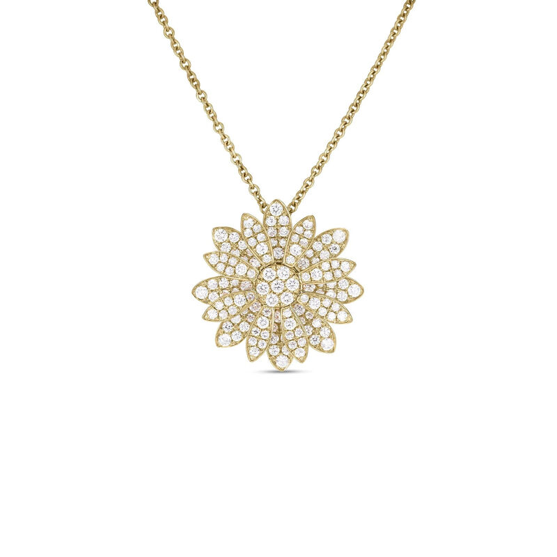 Roberto Coin 18k Yellow Gold Margherita Pave Diamond Flower Necklace image number 0