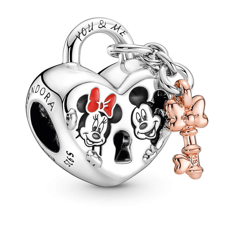 Pandora Disney Mickey Mouse & Minnie Mouse Enamel Padlock Charm image number 1