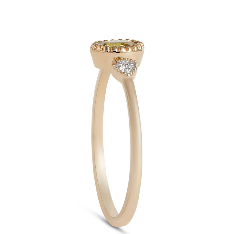 Oval Cut Peridot and Diamond Ring, 14K Yellow Gold image number 1