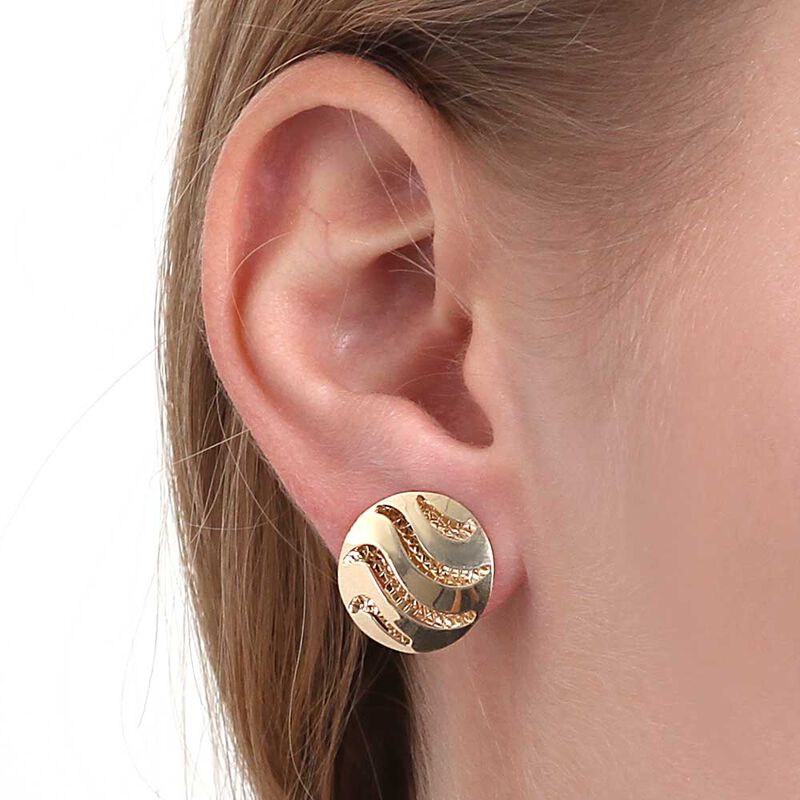 Toscano Dome Circle Wave Earrings 14K image number 2