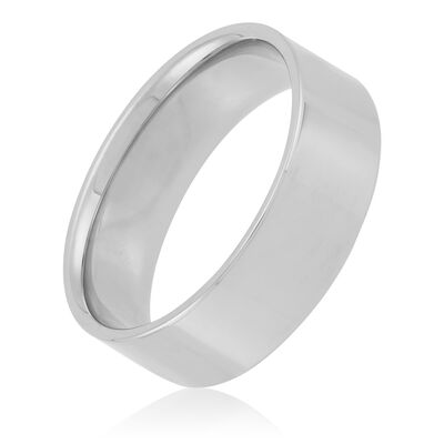 Polished Pipe Comfort Fit 7mm Band in Platinum