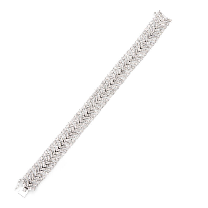 Elegant Multi-Row Diamond Bracelet, 10 Total Carat Weight, 14K White Gold image number 0