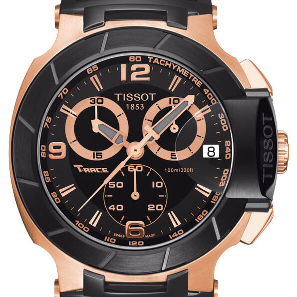 Tissot T-Race Chronograph Black & Rose PVD Quartz Watch, 45.3mm