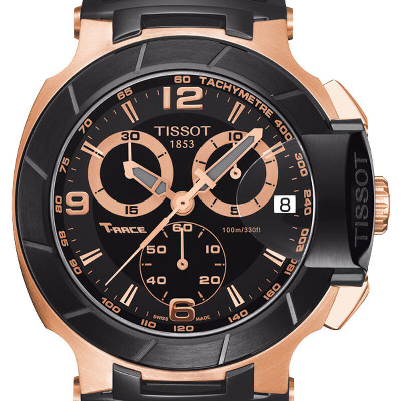 Tissot T-Race Chronograph Black & Rose PVD Quartz Watch, 45.3mm image number 2