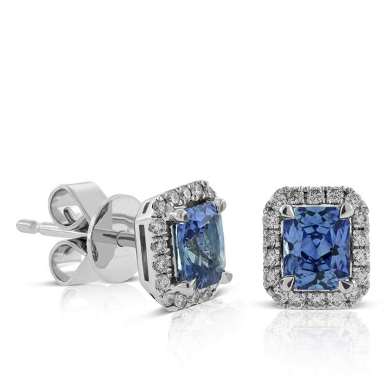 Sapphire & Diamond Earrings 14K