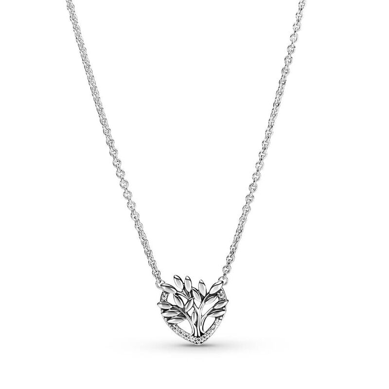 Pandora Heart Family Tree CZ Collier Necklace image number 1