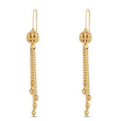 Toscano Beaded Dangle Earrings With Tassels, 14K Yellow Gold