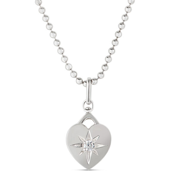 Ikuma Canadian Diamond Heart Shaped Pendant Necklace, Sterling Silver