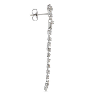 Silk Mesh Diamond Earrings, 14K White Gold