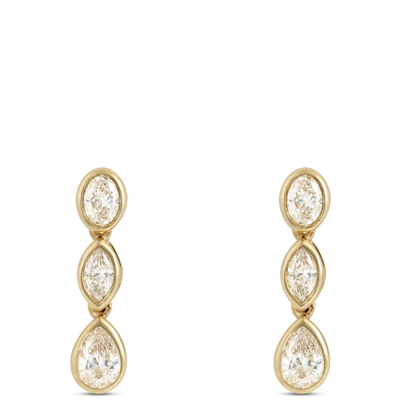 Bezel Set Diamond Drop Earrings, 14K Yellow Gold image number 0