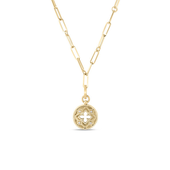 Roberto Coin Venetian Princess Diamond Small Medallion Necklace in 18K Yellow Gold
