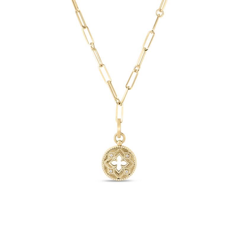Roberto Coin Venetian Princess Diamond Small Medallion Necklace in 18K Yellow Gold image number 0