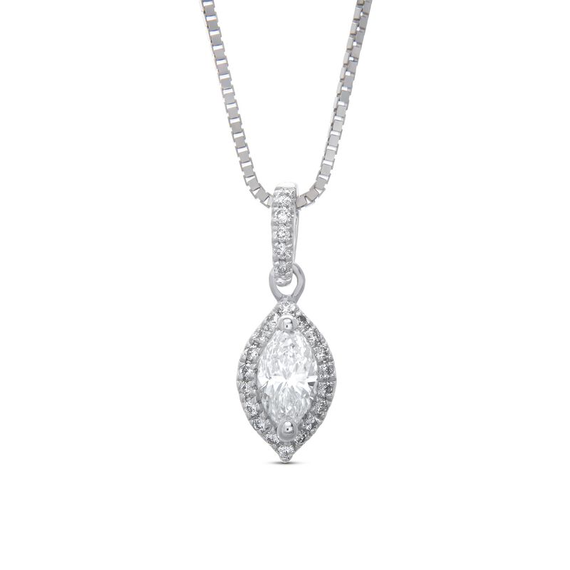 Marquise Cluster Diamond Pendant, 14K White Gold image number 0