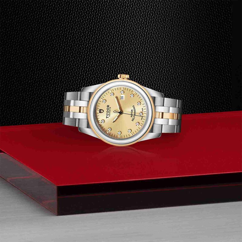 TUDOR Glamour Date Watch Champagne Dial Steel Bracelet, 31mm image number 3