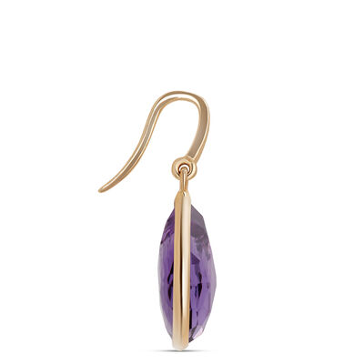 Rose Cut Amethyst Earrings, 14K Yellow Gold