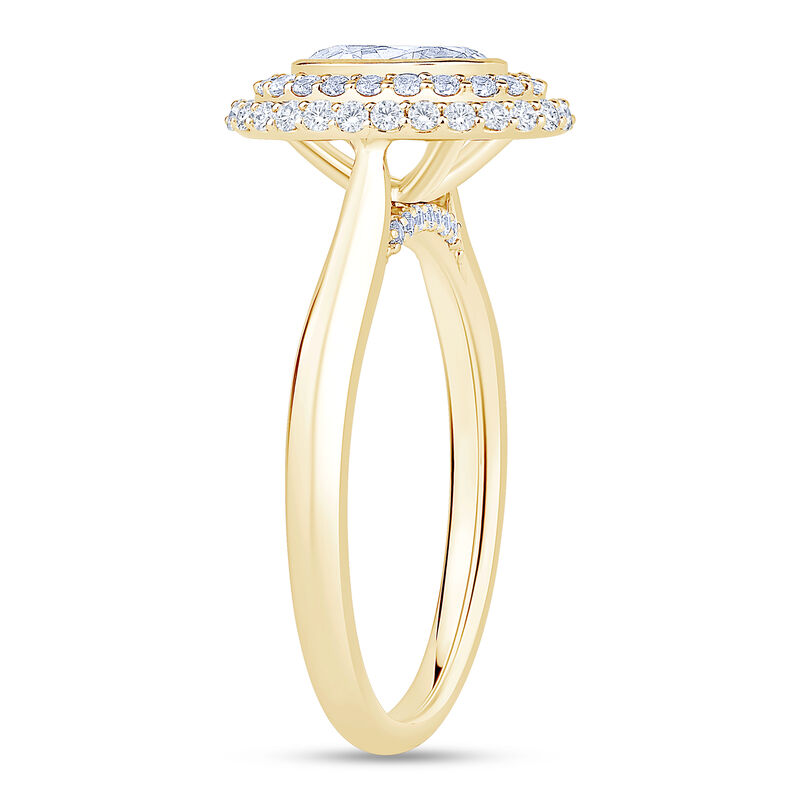 Oval Diamond Engagement Ring with Double Halo, 14K Yellow Gold image number 1